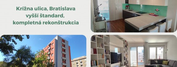 Nová cena: 3,5 i. byt, vyšší štandard, kompletná rekonštrukcia, Krížna ul., Bratislava